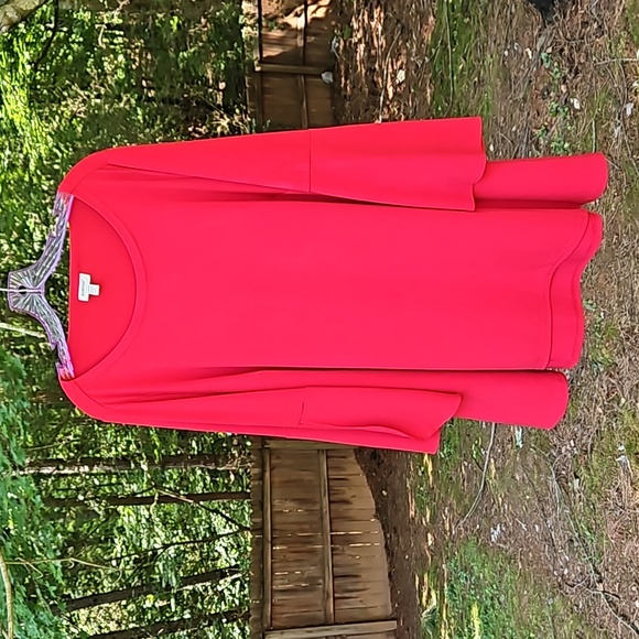 Avenue Top Double Bell Sleeve Relaxed Blouse  Deep Red Women's Plus Size 18/20 - Picture 5 of 16